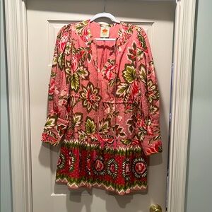 Farm Rio pink and green floral dress